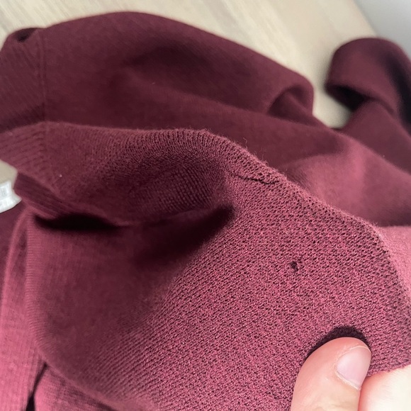 Eileen Fisher | Maroon Wool Open Front Cardigan Sweater *Flawed* - Picture 3 of 3